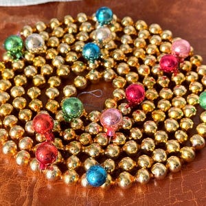 Vintage Gold Multicolor Mercury Glass Garland Rare Glass Christmas Tree Garlard made in Japan circa 1950’s OR1949