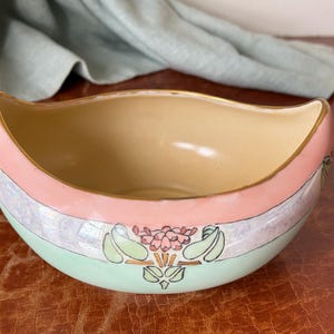 Antique Favorite Bavaria Hand Painted Bowl Circa 1915 Art Nouveau Deco Style Painted Porcelain Canoe Bowl PC4332