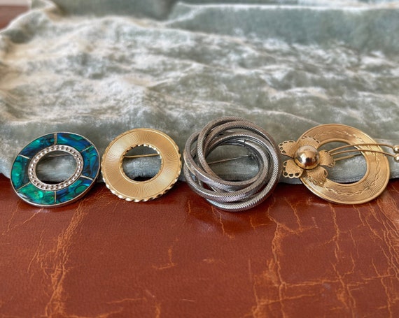 Vintage Brooch Pin Lot Set of 4 Circle Brooch Pin… - image 2
