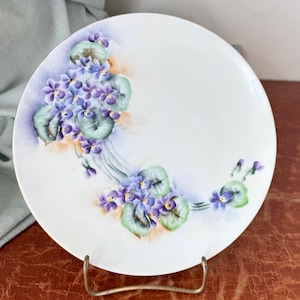 Hand Painted Porcelain Plate J&C Bavaria Circa 1915 Violet Design Rare Prewar Porcelain Plate PC4063
