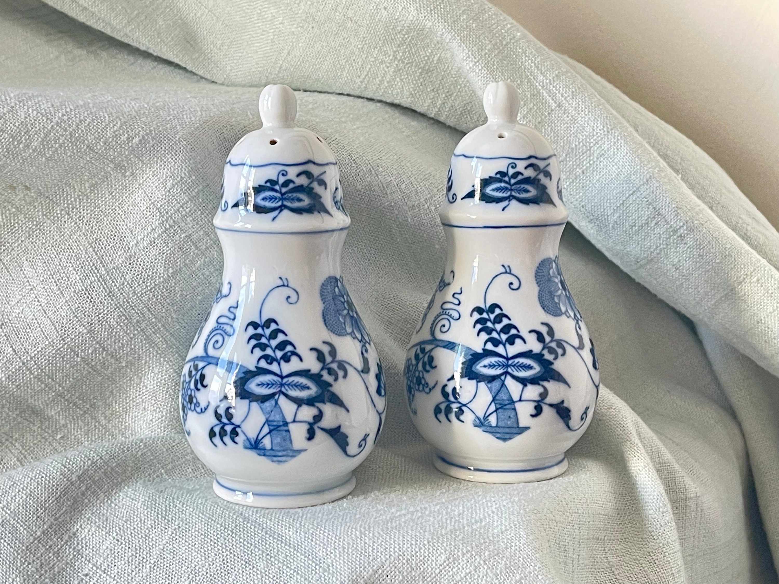 Vintage Blue Danube Salt and Pepper Shakers 1950's Blue Onion