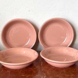 Vintage Franciscan Ware El Patio Rose Pink Bowls Set of 4 Retro California Pottery Berry Fruit Dessert Bowls 1940’s PC3562