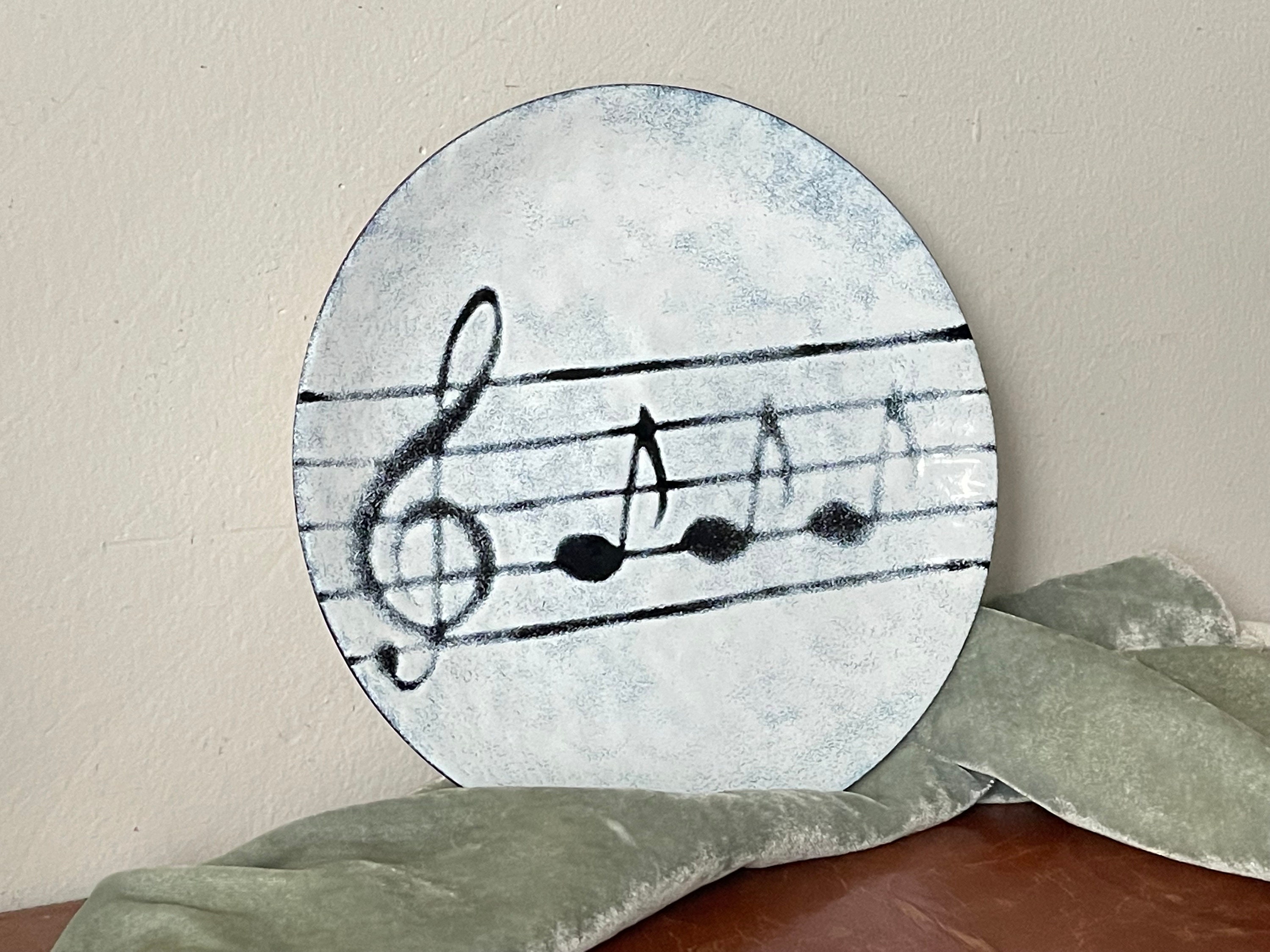 Vintage Ray Storch Copperart Plate Enameled Music Notes Signed by