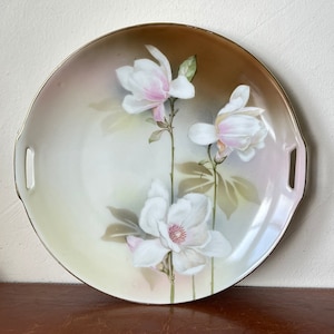 Antique RS Germany Cake Plate Floral Double Handle Platter Circa 1920 Country Cottage Gardenia Design Farmhouse Kitchen PC3557