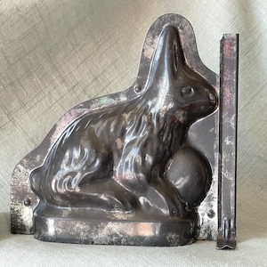 Antique Chocolate Mold German Easter Bunny 6.25” Rabbit Bunny Tin Mold Easter Ornament Decor Vintage Gift SI1564