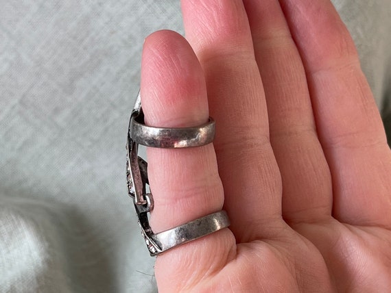 Gauntlet Knuckle Ring Hinged Articulted Silver Rh… - image 3