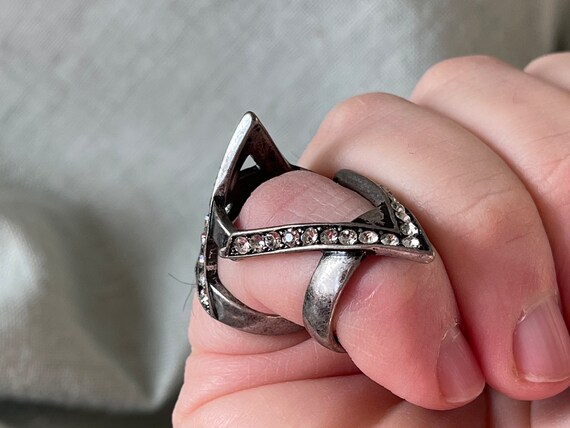 Gauntlet Knuckle Ring Hinged Articulted Silver Rh… - image 7