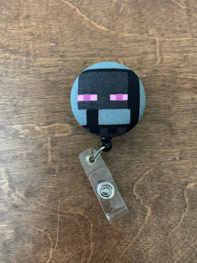 Retractable Badge Reel Fabric ID Badge Holder Clip Minecraft Belt Swivel Clip Nurse Enderman Teacher