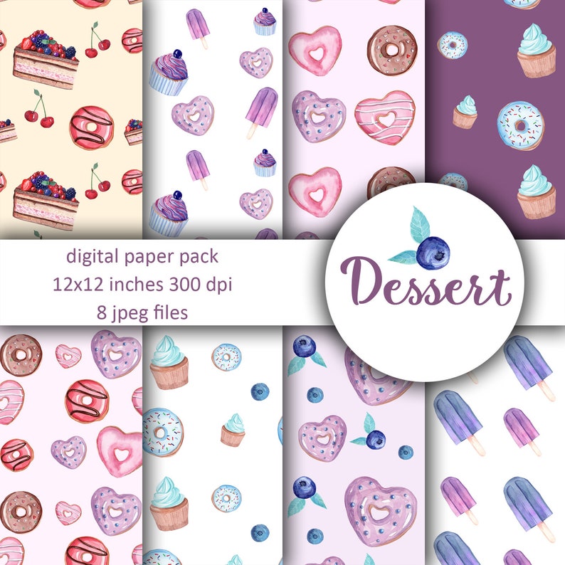 Download Bakery digital paper pack pink donut printable paper | Etsy