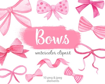 Design Element Hand Drawn PNG File Watercolor Sublimation Designs Bow Bundle Hand Drawn Hairbows Print File