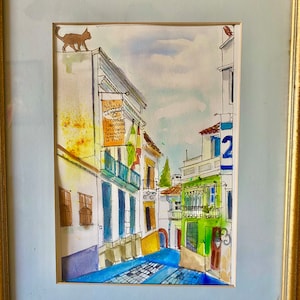 Original handpainted watercolor painting-Cordoba Spain-Urban sketch-ink and watercolor-Cityscape-Travel sketch-Fine art-not a print