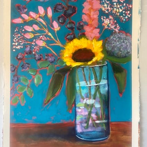 Pittura floreale originale dipinta a mano, pittura acrilica, fiori astratti, belle arti, grande arte murale, arte unica nel suo genere, non stampa