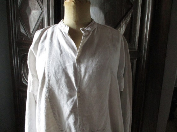 Mens antique shirt. 1800s linen shirt. Costume. V