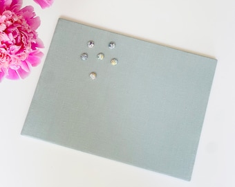 Duck egg Linen fabric magnetic board / notice board