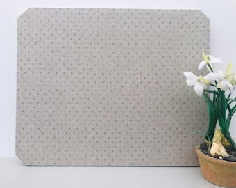 Grey Polka dot Fabric covered Notice board / pin board