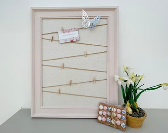 Handmade solid wooden twine and peg cork board / pin board