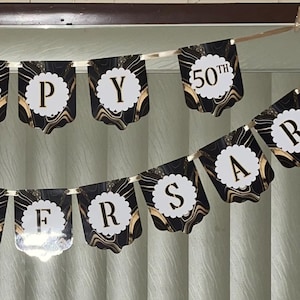 50th anniversary banner,Golden anniversary decorations,50th birthday banner,50th anniversary party decorations,Golden birthday banner