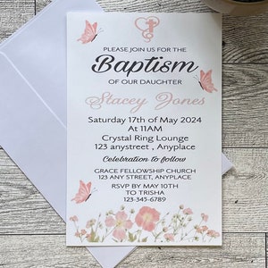 Editable baptism invitation for girl, Invitation,Girl Baptism Invitation,Pink Christening Invite,Editable christening invitation for girl