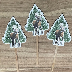 Deer cupcake toppers,Woodland cupcake decorations,Hunting cupcake toppers,Nature cupcake toppers,Buck cupcake decorations
