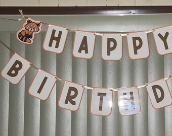 Red Panda Birthday Banner, Red Panda Banner, Laminated Birthday Banner, personalized Birthday Banner, Birthday Decorations, Birthday Sign,