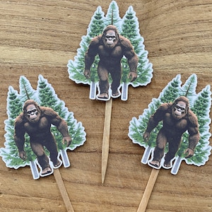 Bigfoot cupcake toppers,Sasquatch cake decorations,Bigfoot party decorations,Bigfoot birthday party decorations