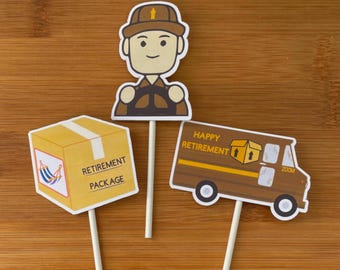 Delivery retirement Cupcake Toppers, Delivery theme Decorations,Delivery birthday Toppers,Good luck Toppers, Delivery Driver Birthday