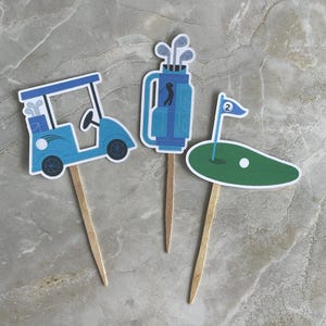 Golfcupcaketoppers, taartdecoraties met golfthema, cupcaketoppers voor golfers, decoraties voor golffeesten, cupcaketoppers voor golftoernooien