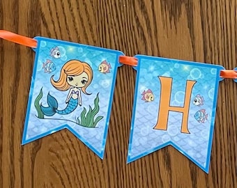Mermaid birthday decorations,Under the sea birthday banner,Mermaid birthday banner,Mermaid birthday party banner, Mermaid party decorations