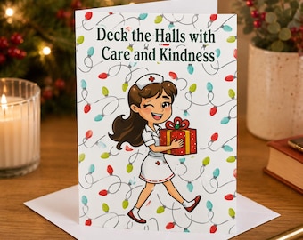 Tarjetas navideñas para enfermeras, tarjetas navideñas para enfermeras, tarjetas navideñas con enfermeras y temas festivos, tarjetas navideñas divertidas para enfermeras