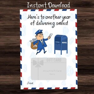 Cartão de aniversário para carteiro para impressão, Porta-cartão-presente para carteiro, Cartão de aniversário para carteiro, Ideias para presentes de aniversário para carteiro, Download instantâneo