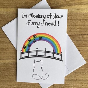 Carte commémoratif de perte de chat, carte commémorative de chat, carte de chat de pont arc-en-ciel, carte de sympathie pour les propriétaires de chat, cartes commémoratives personnalisées de chat