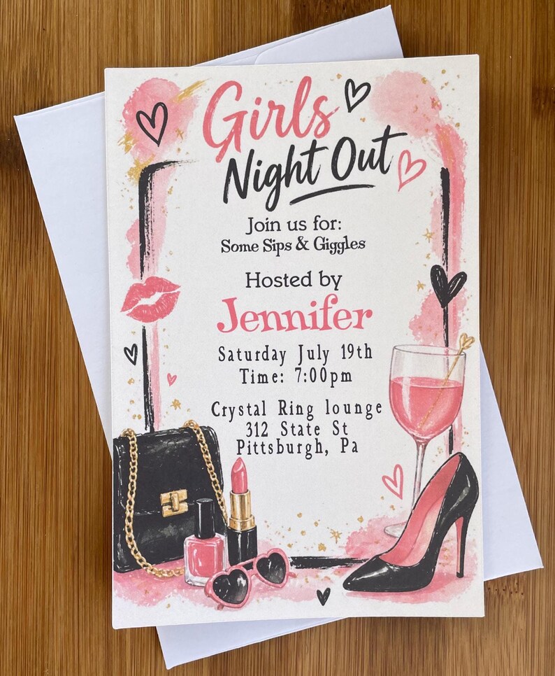 Girls Night Out Invitations - Sips and Giggles Invites - Set of 10 - Etsy