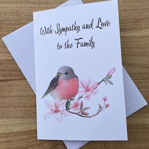 Cartes de sympathie avec des fleurs de cerisier, cartes de sympathie d'oiseau, cartes de sympathie personnalisées, cartes de sympathie pour la famille, belles cartes de sympathie