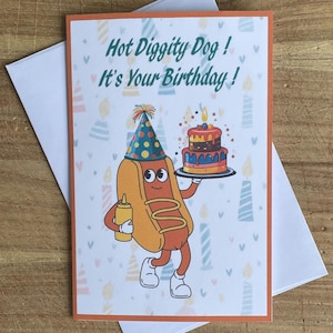 cartões de aniversário engraçados, cartão de aniversário de cachorro-quente, cartões de aniversário peculiares, cartões de aniversário com tema de comida, cartões de aniversário engraçados com comida