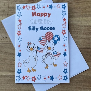 Carte d'anniversaire du 4 juillet pour enfants, carte d'anniversaire patriotique avec oie, cartes d'anniversaire drôles du 4 juillet pour enfants, cartes d'anniversaire sur le thème de l'oie