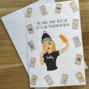 Biglietto di auguri per selfie, biglietto di auguri per cellulare, biglietto di auguri per ragazza adolescente, biglietto di auguri per ragazza adolescente che ama farsi selfie