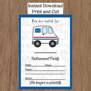 Printable mailman retirement party invitation,Instant download mail carrier retirement invitation,DIY mailman retirement invitation