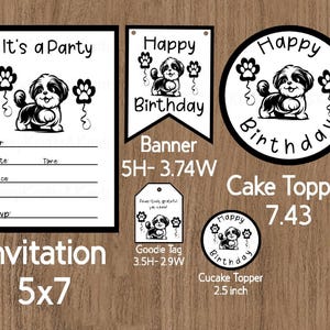 Instant download Shih Tzu party pack,Shih Tzu birthday party supplies,Shih Tzu party decorations,Dog birthday party kits with Shih Tzu theme
