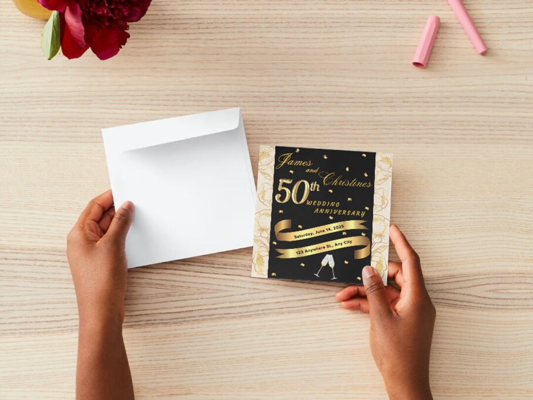 Printable 50th Wedding Invitation Template, Editable 50th Wedding ...