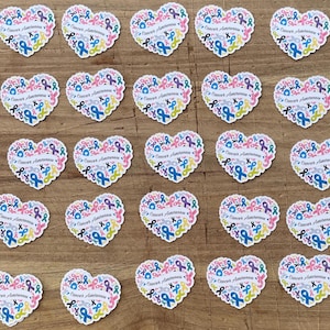 Confeti de concientización sobre el cáncer, confeti multicolor con lazos contra el cáncer, confeti del mes de concientización, confeti personalizado para sobrevivientes de cáncer.