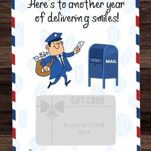 Mailman Card Printable Mailman Birthday Card,mailman Gift Card Holder,birthday Card ...