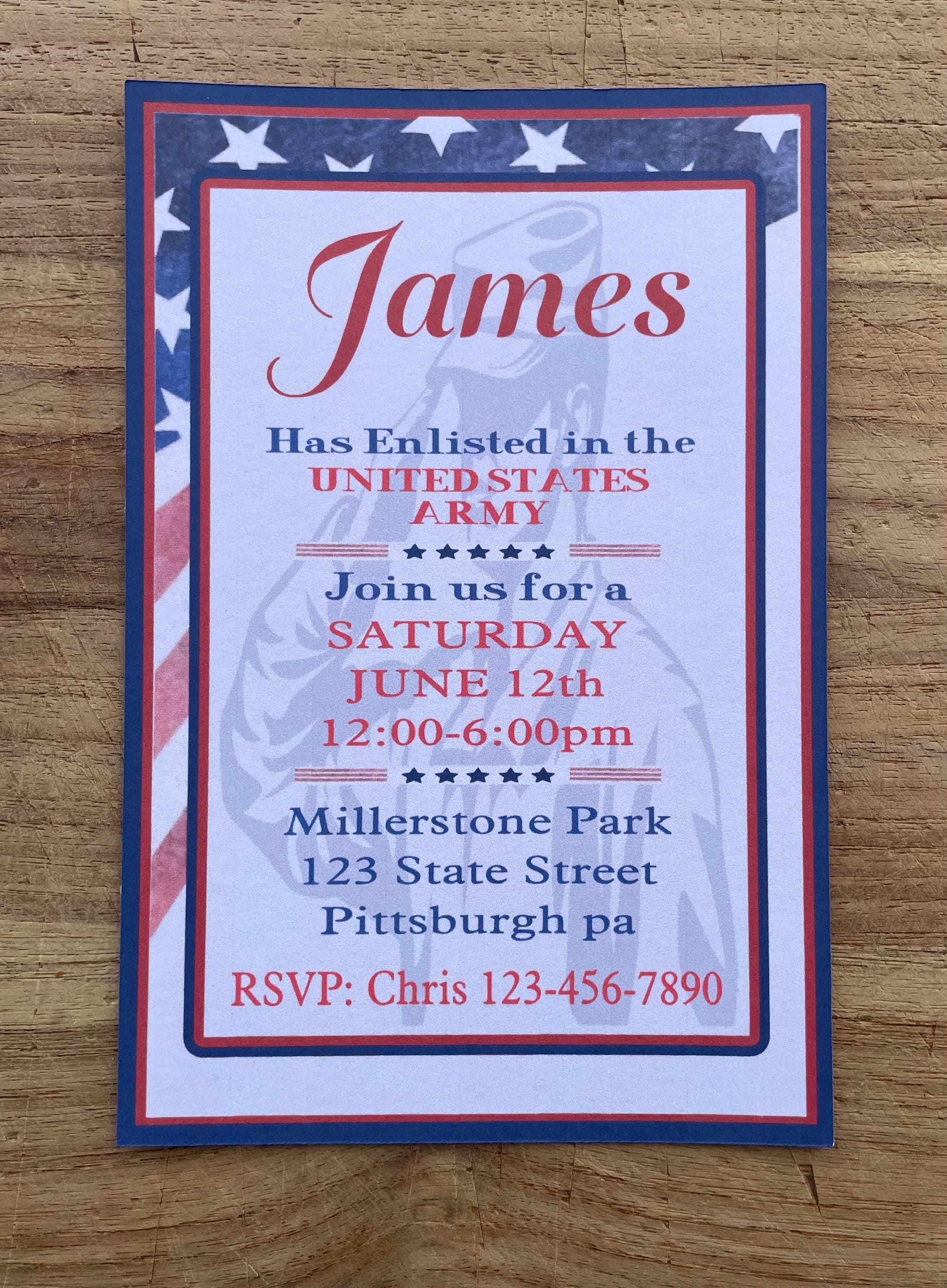 Military Enlistment Party Invitations, Customizable Army Celebration ...
