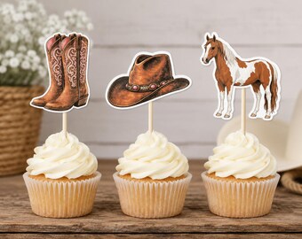 Western Cowgirl Kuchendeckel | Pferd Cowboyhut & Stiefel | Rodeo Geburtstags-Party-Deko