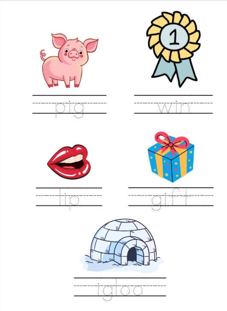 Printable PDF Worksheet 1st-grade Phonics Worksheet Short - Etsy