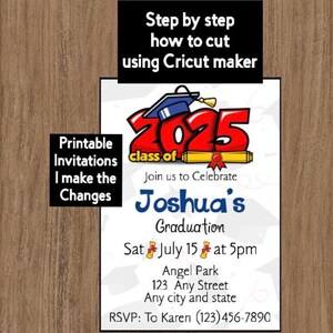 Custom graduation invitations,Graduation party invitations,Cricut graduation invitation template, 2025 graduation Invitation