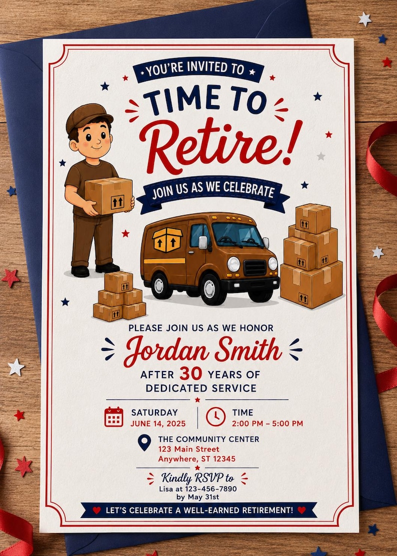 Delivery Driver Retirement Invitation Set of 10 | Retirement Party ...