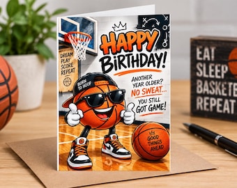 Lustige Basketball-Geburtstagskarte, Slam-Dunk-Geburtstagskarte, Geschenk für Basketballfans, Sport-Geburtstagskarte, Karte für Basketballspieler