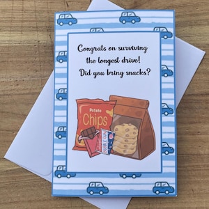 Road trip congrats card,Funny travel cards,Road trip appreciation card,Family reunion cards,Cards for farthest traveler,Longest drive card