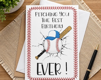 Baseball birthday card,Sports birthday card,Baseball theme birthday card,Baseball birthday card for kids,Boy birthday card