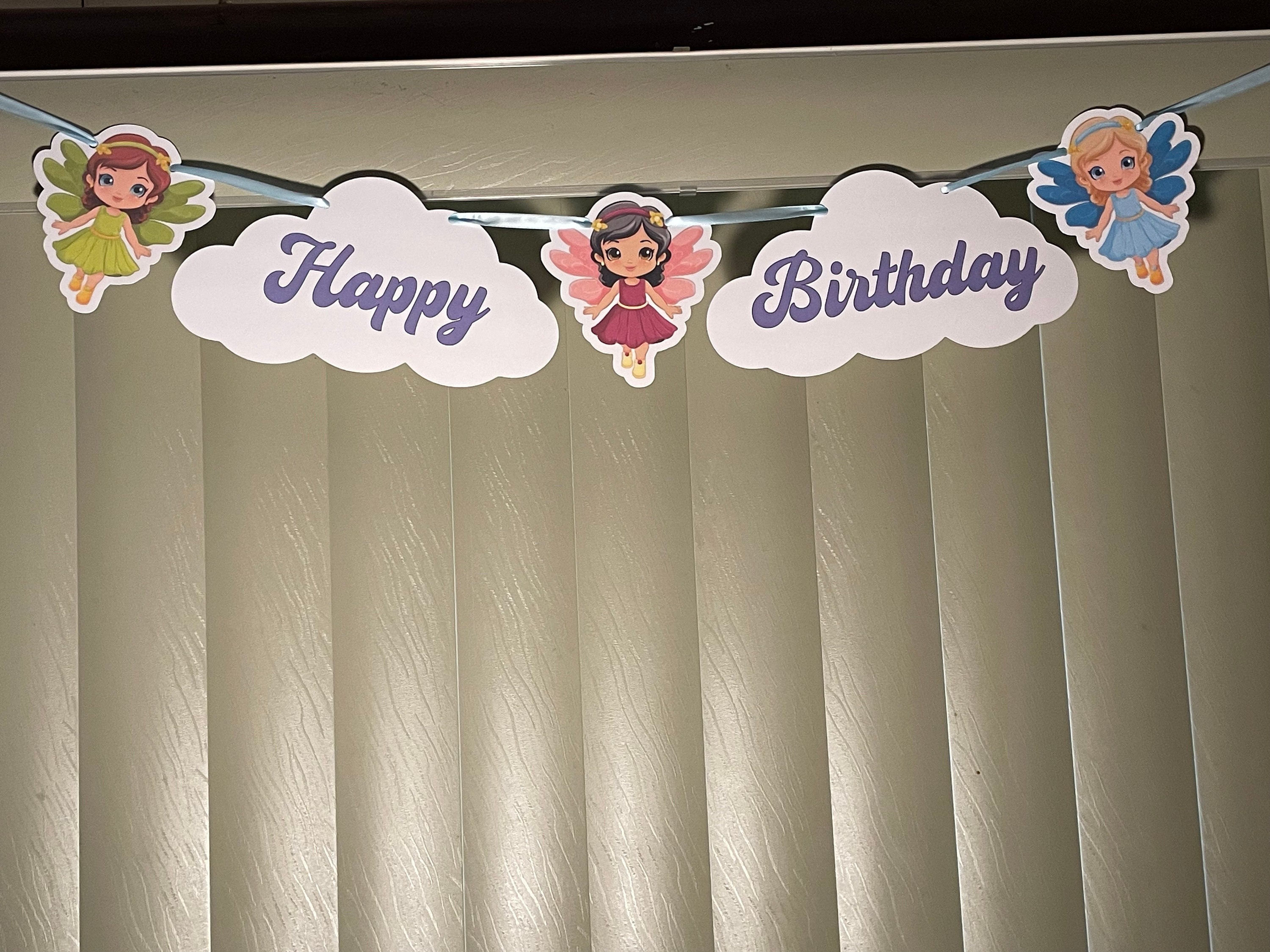 Fairy birthday bannerCustom fairy birthday bannerFairy birthday garlandFairy birthday party decorationsFairy celebration